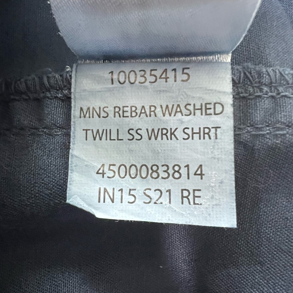 Ariat Rebar Blue Cotton Work Shirt Mens Size XXL Tall Button Front Utility EUC - Picture 10 of 13